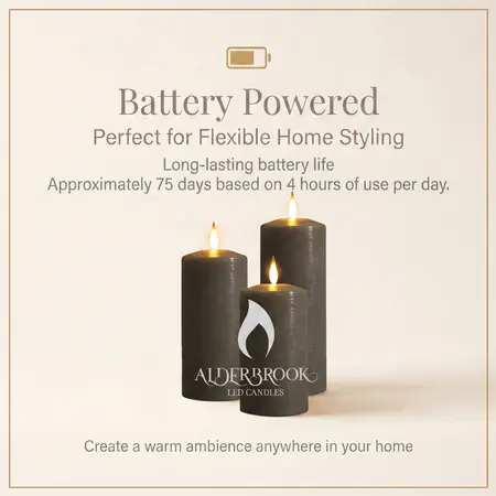 Alderbrook Pewter Set Of 3 Large Pillar Candles (30/25/20X10Cm) - image 6