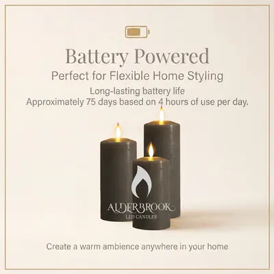 Alderbrook Pewter Set Of 3 Large Pillar Candles (30/25/20X10Cm) - image 6