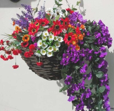 Autumn Wicker Hanging Basket 12"