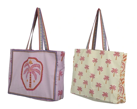 Bag Cotton With Palm Tree Screen Printing Design 2 Multi L.40Cm