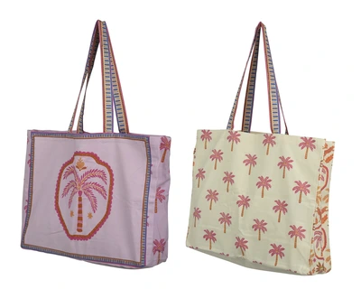 Bag Cotton With Palm Tree Screen Printing Design 2 Multi L.40Cm