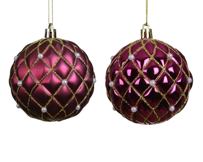 Ball  Bauble Polystyrene Dark Rose D.8cm