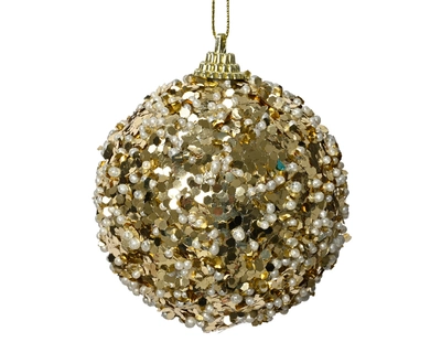 Bauble Foam Beads And Sequins light gold dia8cm