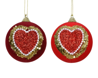 Bauble Foam Beads In Heart Shape- W Sequins Around Asst. dia8cm