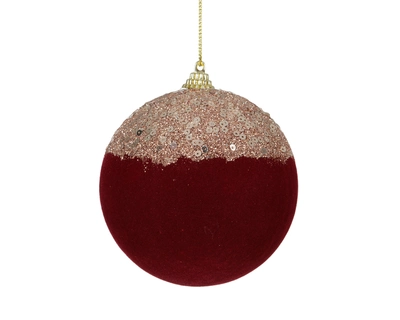 Bauble Foam Sequins On Top oxblood dia10cm