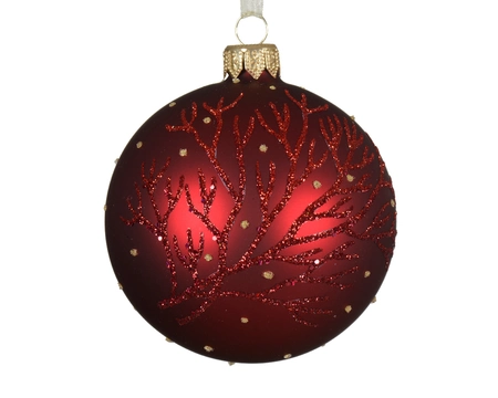 Bauble Glass 2 Tone Branch oxblood dia8cm
