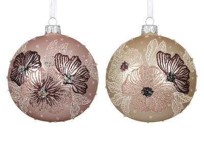 Bauble Glass Bright Flowers Asst. D.10cm - image 1