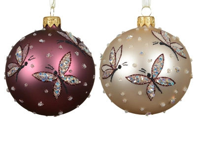 Bauble Glass Butterfly Asst. D.8cm