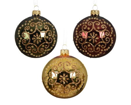 Bauble Glass Curl Medallion Asst. D.8cm