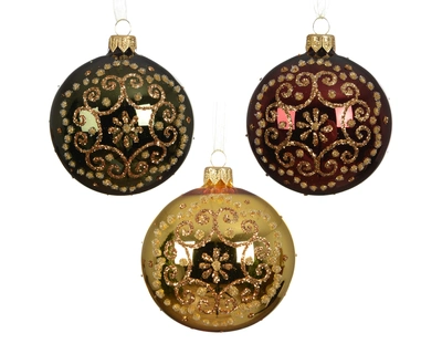 Bauble Glass Curl Medallion Asst. D.8cm
