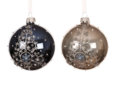 Bauble Glass Curl Tree Asst. dia8cm