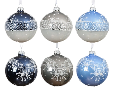 Bauble Glass Folk Border Half Matt Half Enamel Asst. dia8cm