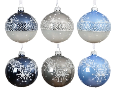 Bauble Glass Folk Border Half Matt Half Enamel Asst. dia8cm