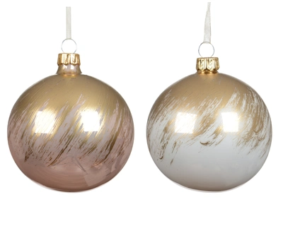 Bauble Glass Top Gold Asst. D.8cm