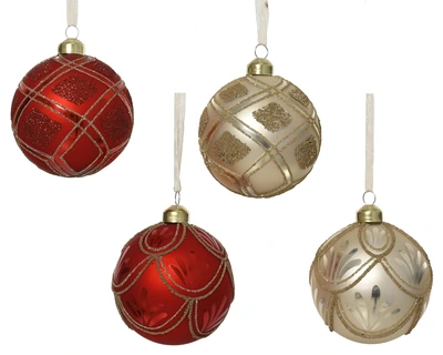 Bauble Glass W Glitter, Beads, Sequins Asst. D.8cm