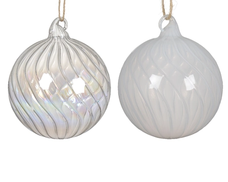 Bauble Glass W Swirl Asst. dia10cm