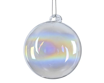 Bauble Glass W Swirl Transparent/Iris D.10cm