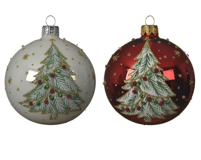 Bauble Glass Xmas Tree Asst. dia8cm