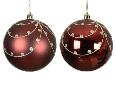 Bauble Plastic oxblood dia10cm