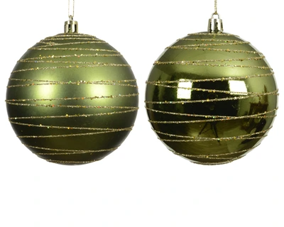 Bauble Polystyrene Glitter Pine Green D.10cm