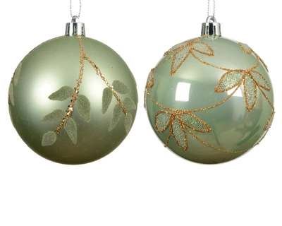 Bauble Polystyrene Leaf matcha green dia8cm