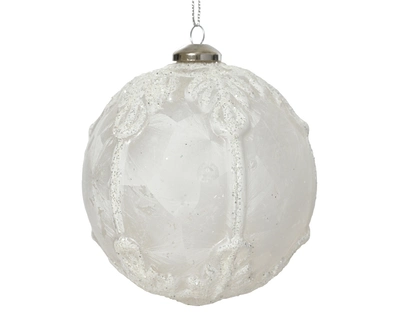 Bauble Polystyrene white ice lacquer dia10-L10cm