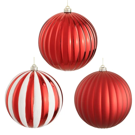 Bauble Unbreakable Red 3 Asst. - D20Cm
