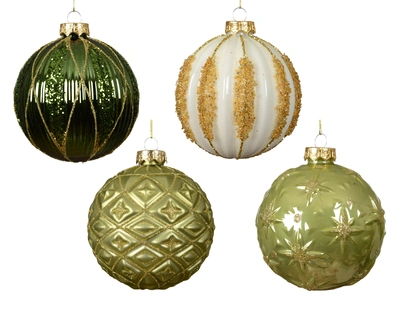 Baubles Glass Asst. D.10cm Green/Wool White