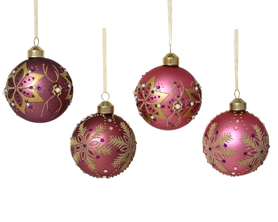 Baubles Glass Asst. D.8cm mPink/Blush