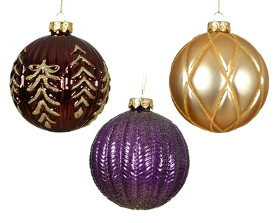 Baubles Glass Glitter Asst. dia10cm