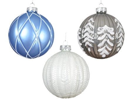 Baubles Glass Glitter Asst. dia10cm