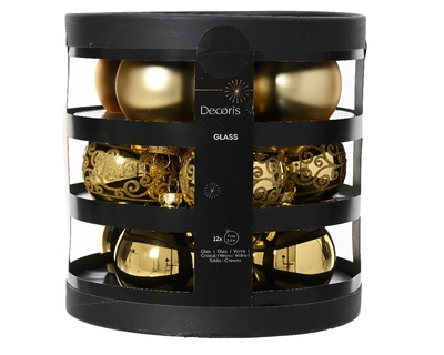 Baubles Glass Shiny- Matt- Décor Mix Light Gold Dia7cm - image 2