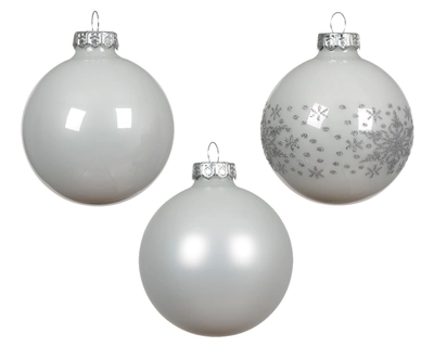 Baubles Glass Shiny- Matt- Décor Mix Winter White Dia7cm - image 2