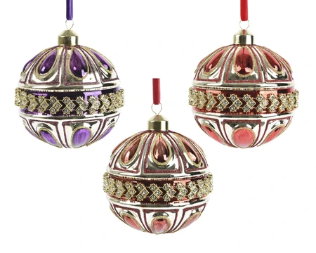 Baubles Glass W Beads Asst. D.10cm