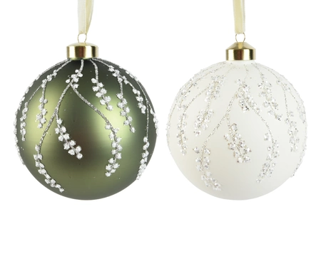 Baubles Glass W Branches- Dots Asst. dia15cm