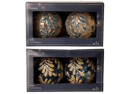 Baubles Glass W Leaf- Beads Asst. dia10cm - image 2