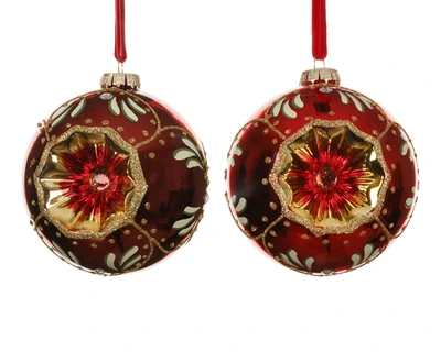 Baubles Glass W Sparkles In Middle Asst. D.10cm