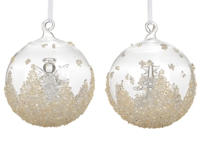 Baubles Glass With Beads At Bottom Transparent D.8cm