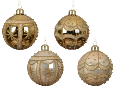 Baubles Glass With Gold Decoration Asst. D.8cm