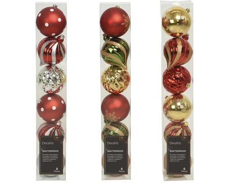 Baubles Polystyrene Asst. D.15cm Tube Red/Gold/Green - image 1