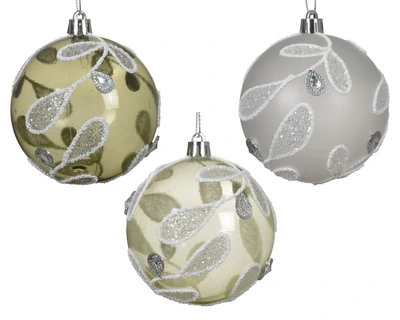 Baubles Polystyrene Asst. D.8cm Sage/Silver