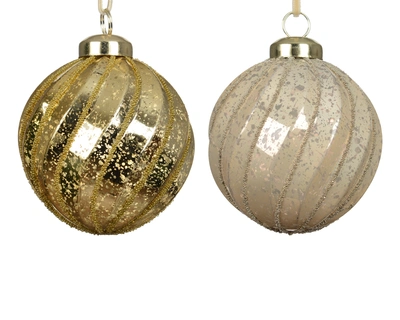 Baubles Polystyrene Beads Asst. D.8cm Gold/Off-white