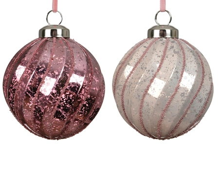 Baubles Polystyrene Beads Asst. D.8cm Pink/Blush