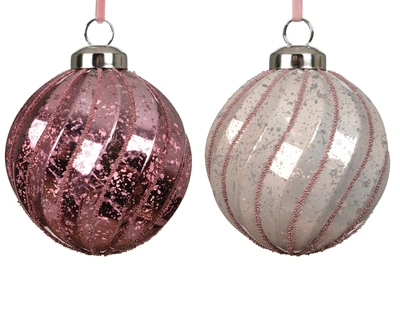 Baubles Polystyrene Beads Asst. D.8cm Pink/Blush