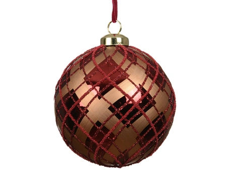 Baubles Polystyrene Beads Check Oxblood D.10cm