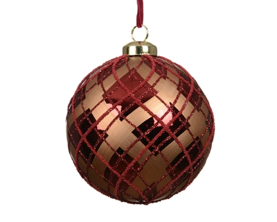 Baubles Polystyrene Beads Check Oxblood D.10cm