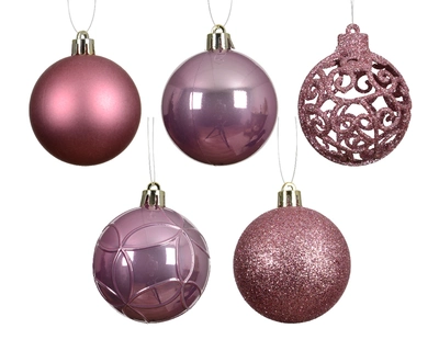 Baubles Polystyrene vintage pink dia6cm - image 2