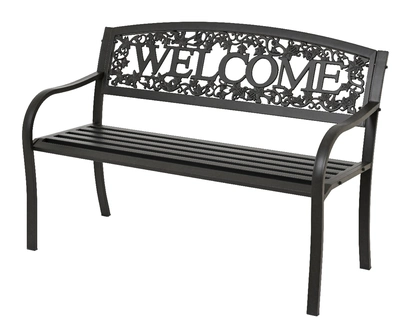 Bench Welcome Iron Outdoor W127.00-H88.00cm brown antique - image 1