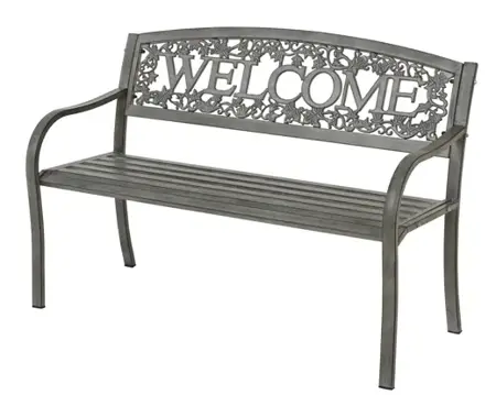 Bench Welcome Iron Outdoor W127.00-H88.00cm Grey antique - image 1