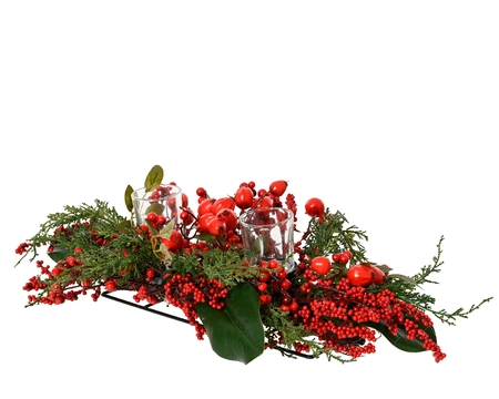Big Berry Tablepiece green/red L22-W50-H13cm